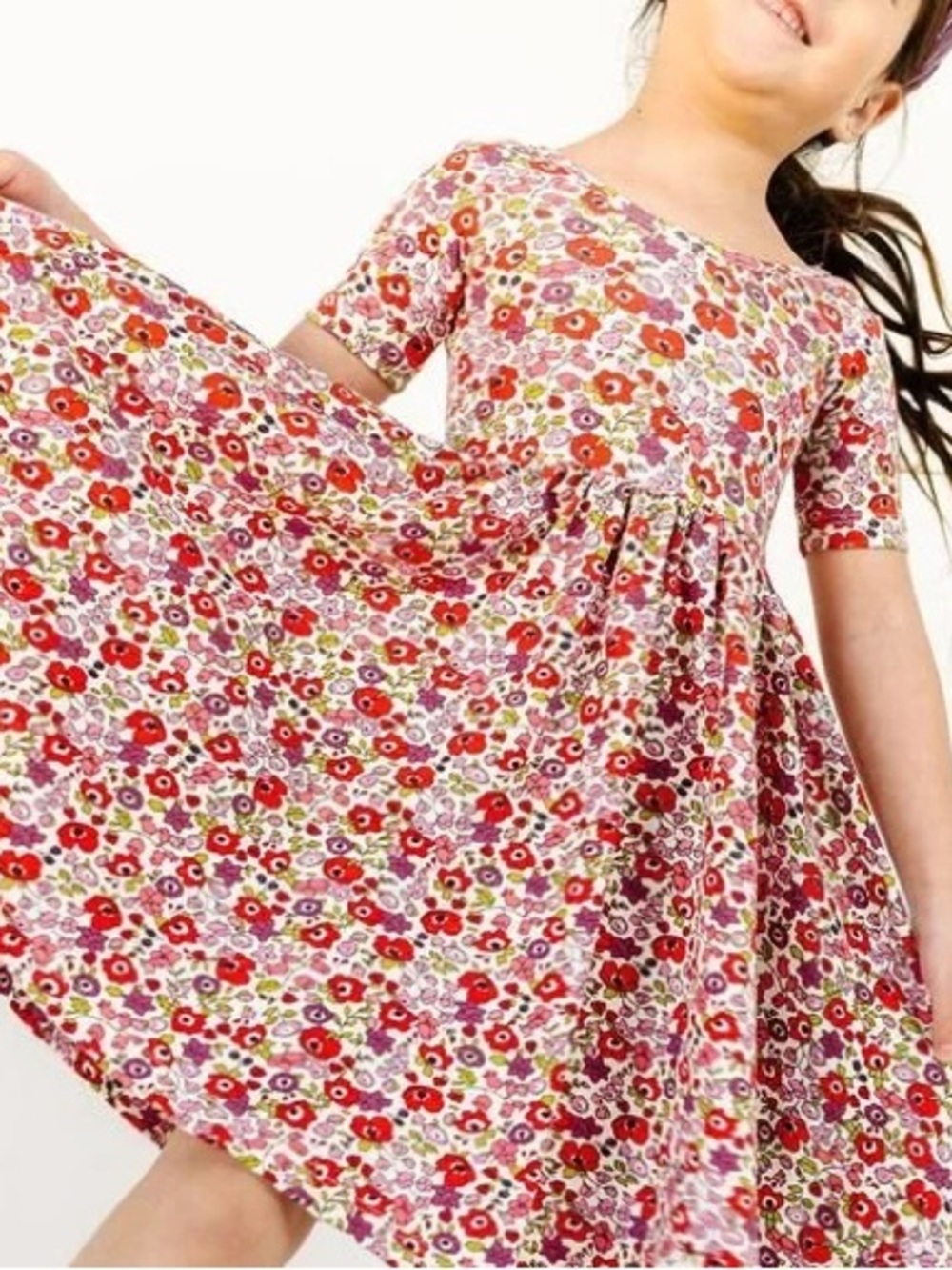 Alice + Ames The Short Sleeve Ballet Dress in Poppy Floral Twirl Girls Size 8